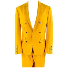 Burberry SS23 Taglia 40 in lana gialla con doppio petto e revers a scatto singolo