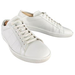 SAINT LAURENT Size 12 White Leather Low Top Sneakers