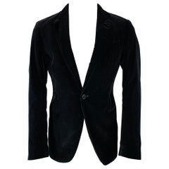 ARMANI COLLEZIONI Talla 38 Regular Abrigo deportivo de algodón y terciopelo negro