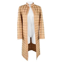 Mila Schon Taglia 6 Beige Tan Poliestere Cerchi con Perline Cappotto