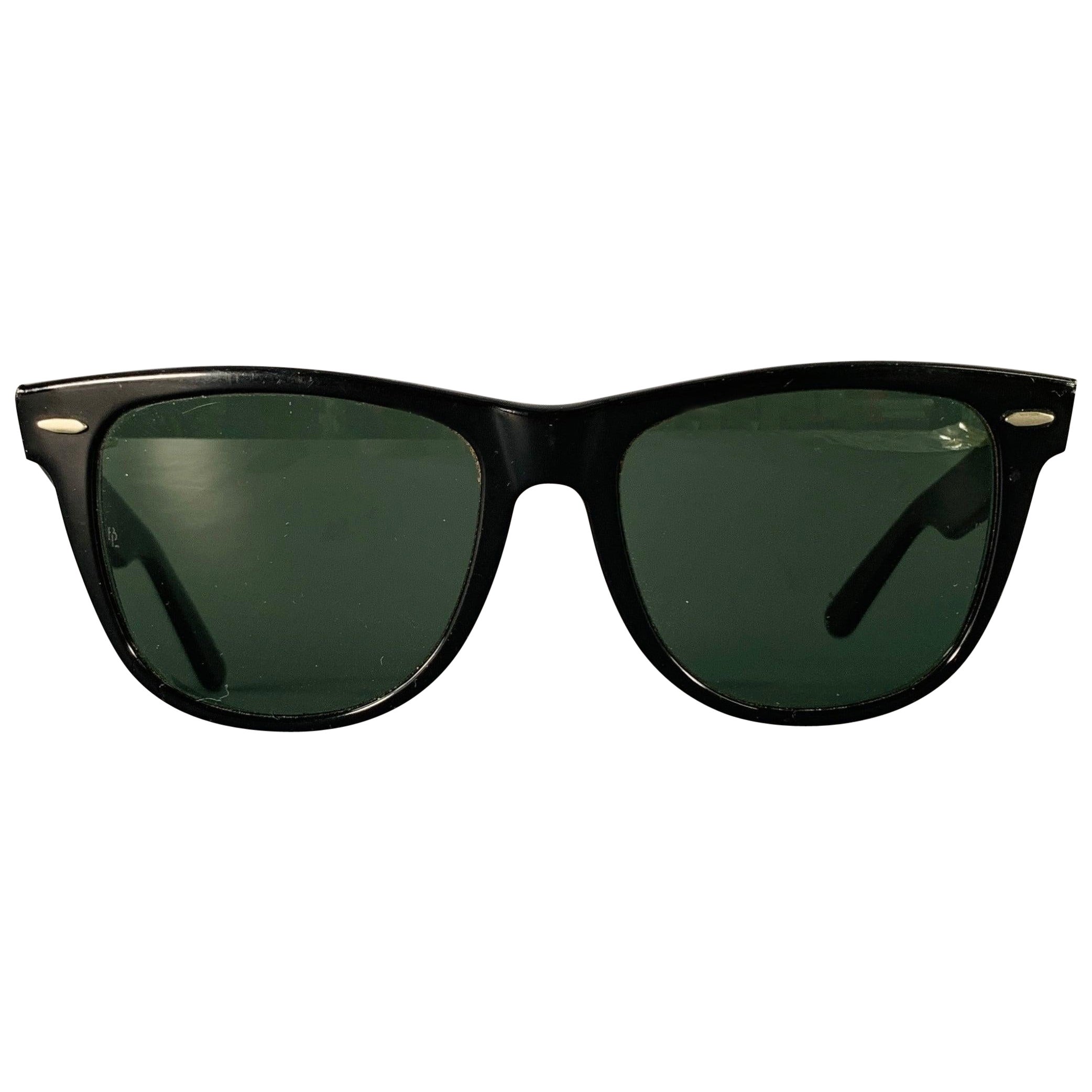 RAY-BAN 1980s Rare Wayfarer II Black Acetate Sunglasses For Sale