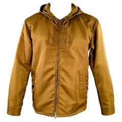 PRADA Size M Bronze Nylon Hooded Zip Up Jacket