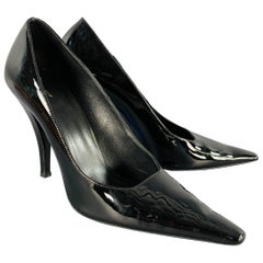 THE ROW Size 7 Black Patent Leather Pointed Toe Pumps