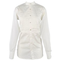 RALPH LAUREN - Haut de robe sans col plissé en coton blanc, taille 4