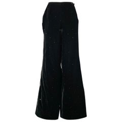 GIORGIO ARMANI Size S Black Velvet Rhinestones Side Zipper Casual Pants