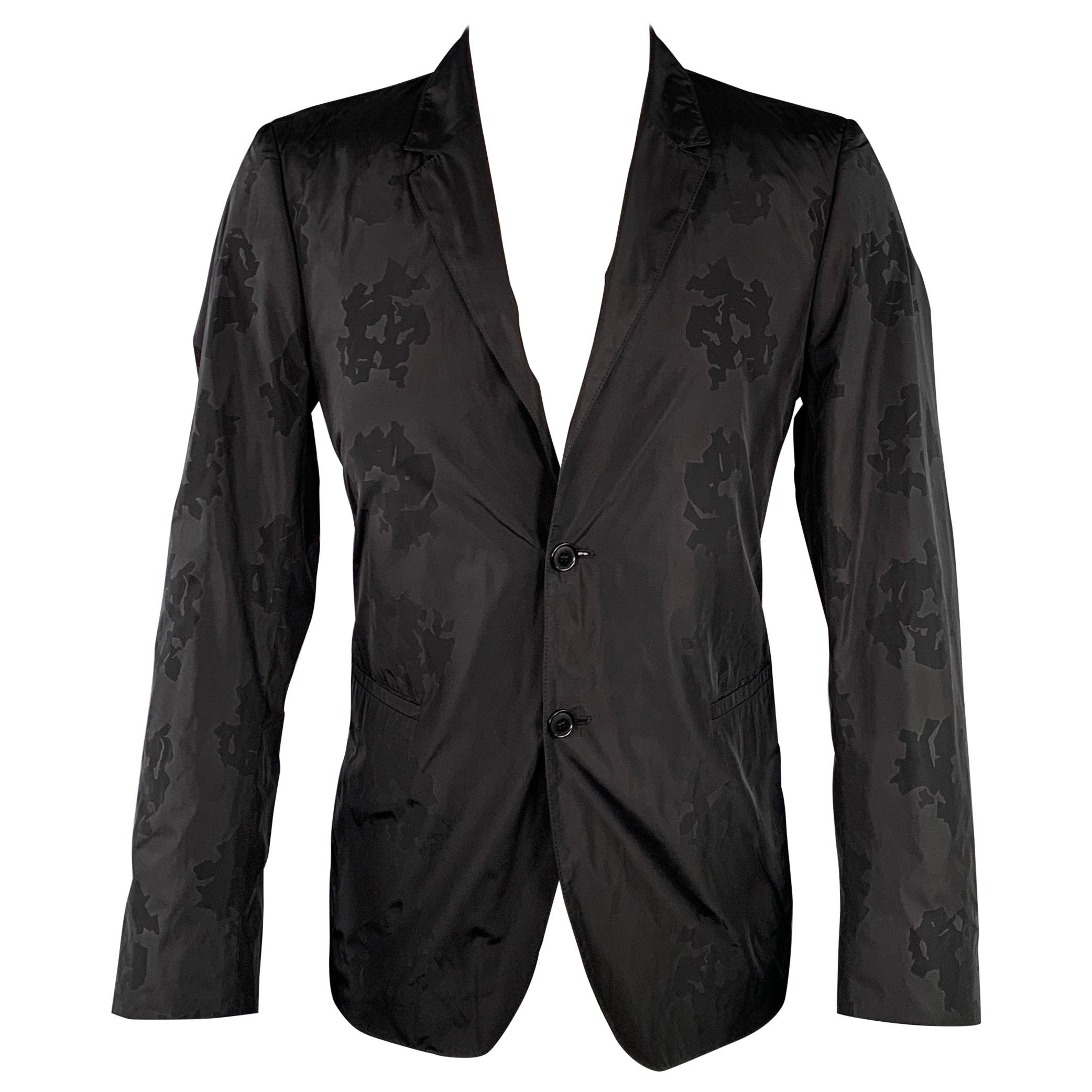 CALVIN KLEIN COLLECTION Size 40 Black Abstract Polyester Sport Coat For Sale