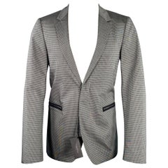 CALVIN KLEIN COLLECTION Size 38 Grey Black Squares Rayon Blend Sport Coat