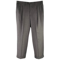 Ermenegildo Zegna Taglia 36 Pantaloni da Abito in Lana Pieghettati e Ammantati Grigio