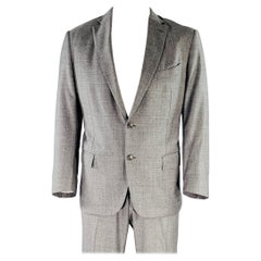ERMENEGILDO ZEGNA Talla 46 Gris Blanco Ventana Lana Traje Solapa Muesca
