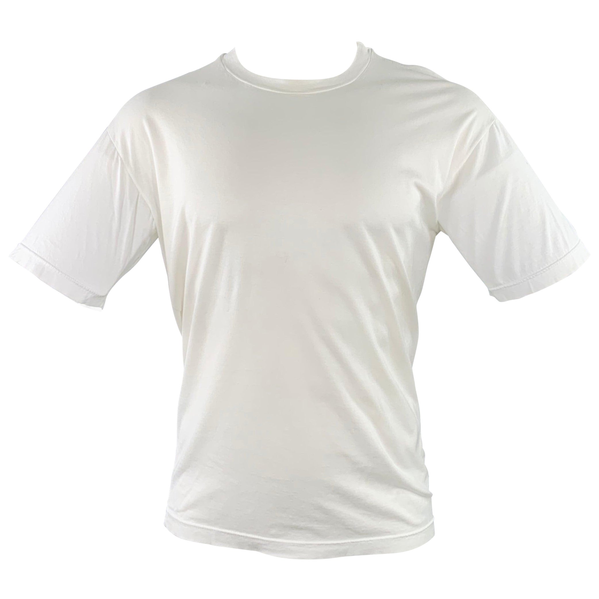 ERMENEGILDO ZEGNA Size M White Cotton Short Sleeve T-shirt For Sale