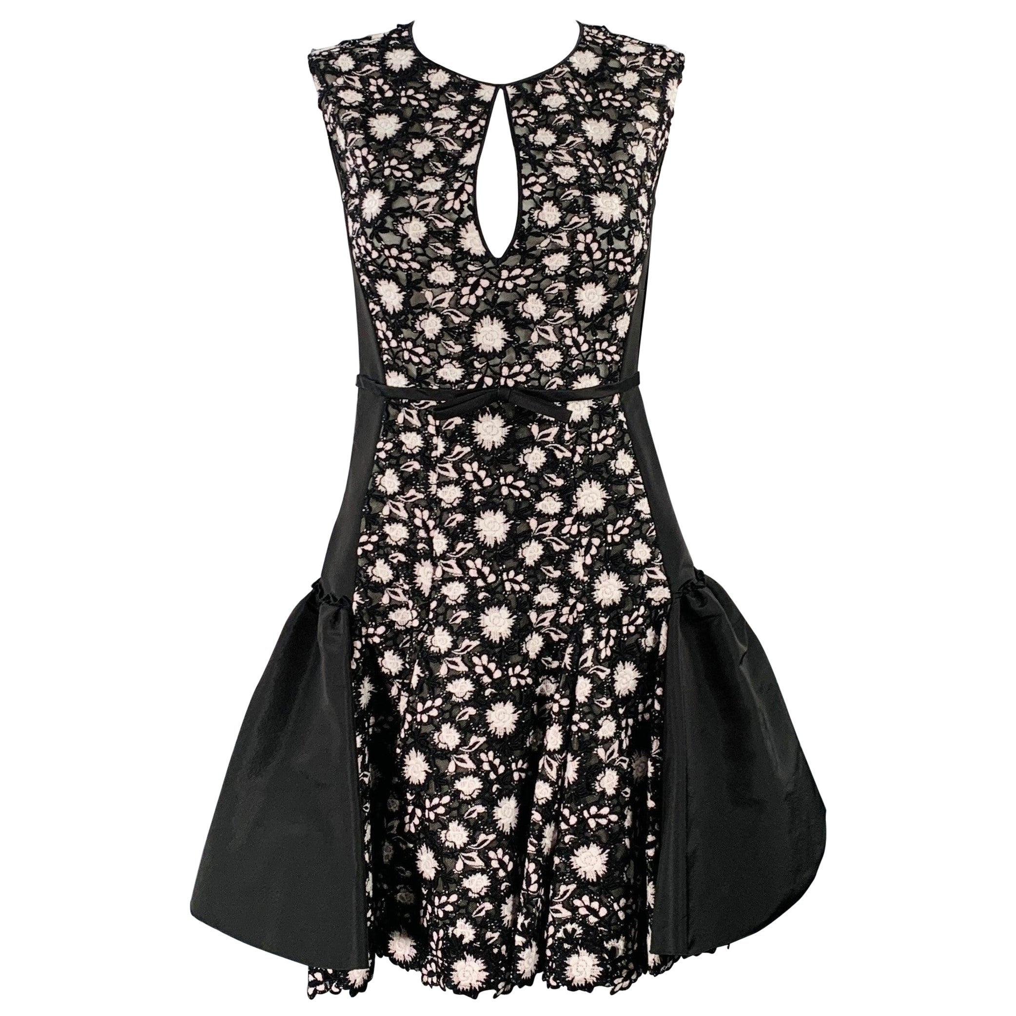 Giambattista Valli Taglia XS Nero Bianco Seta Misto Fabrice Abito da Cocktail in vendita