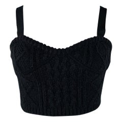 VALENTINO Größe L Schwarzes ungewöhnliches Strick-Bustier-Top aus Mohairmischung