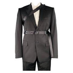 HELMUT LANG SS24 Size 44 Black Wool Notch Lapel Seatbelt Suit