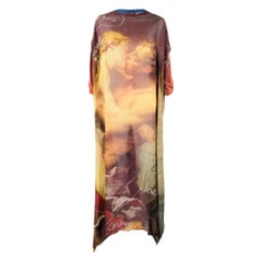 VIVIENNE WESTWOOD Size S Kiss Swing Brown Yellow Viscose Oversized Short Sleeve T-Shirt Dress