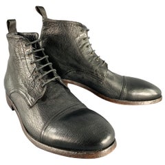 PAUL SMITH Size 12 Black Leather Lace-Up Ankle Boots