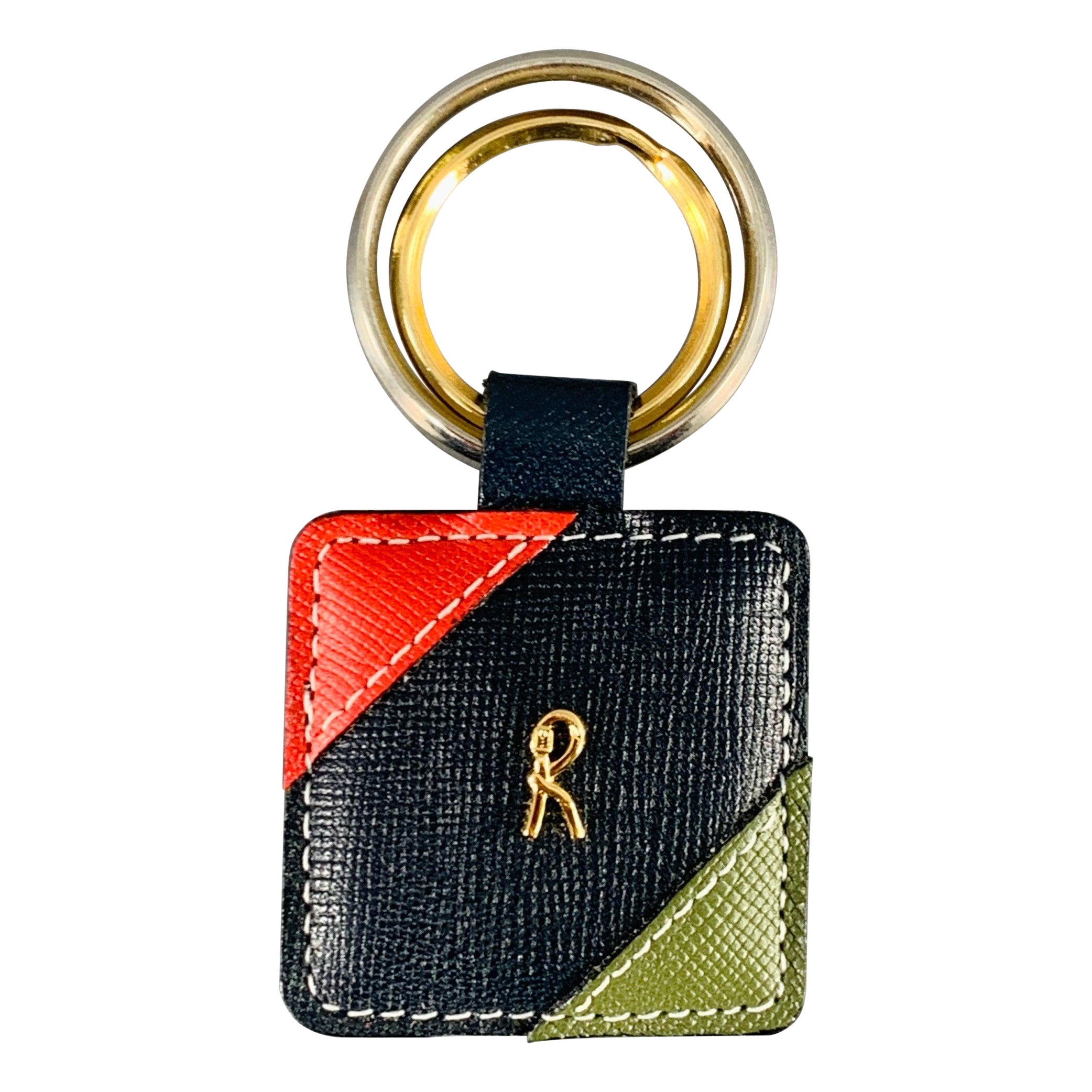 ROBERTA DI CAMERINO Saffiano Leather Double Ring Keyring