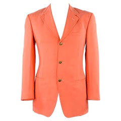 VERSACE Size L Pink Salmon Silk Notch Lapel Sport Coat