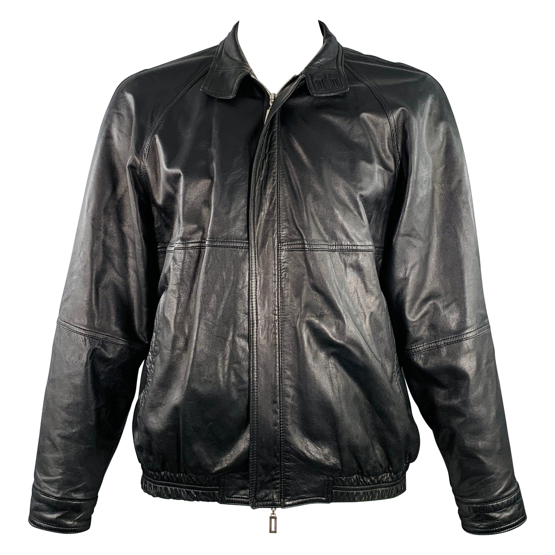 BRUNO MAGLI Talla 42 Chaqueta negra de piel con cremallera en venta