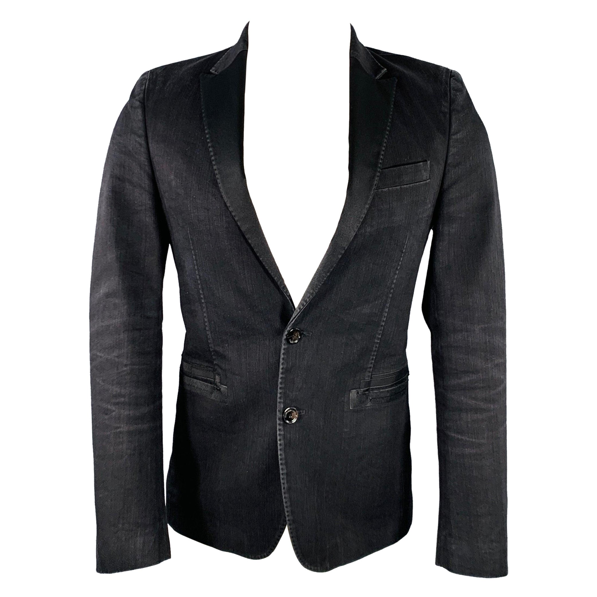 CoSTUME NATIONAL Größe 36 Schwarz Baumwolle Mischung Peak Lapel Sport Mantel im Angebot