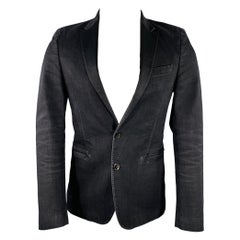 Coates NATIONAL Taglia 36 Cappotto sportivo con risvolto a punta in misto cotone nero
