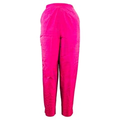 Saks Fifth Avenue Taglia 12 Pantaloni da Abito in Seta Shantung Rosa Fucsia
