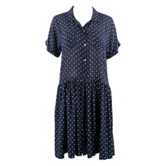 JEAN PAUL GAULTIER Size 6 Navy Grey Polyester Skulls Shirt Dress