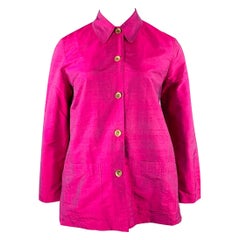 SAKS FIFTH AVENUE Size L Pink Fuchsia Silk Jacket Blazer