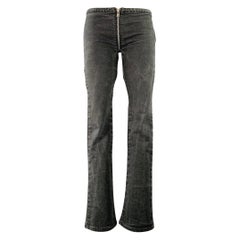 ALEXANDER WANG Taille 25 - Pantalon casual évasé et zippé en coton mélangé gris anthracite