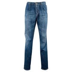 BRUNELLO CUCINELLI Size 35 Indigo Contrast Stitch Denim Straight Jeans