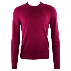 BURBERRY BRIT Size S Red Raspberry Cashmere Elbow Patches Crew Neck Sweater