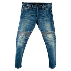 RALPH LAUREN - Jean plissé et effilé en denim bleu, taille 32