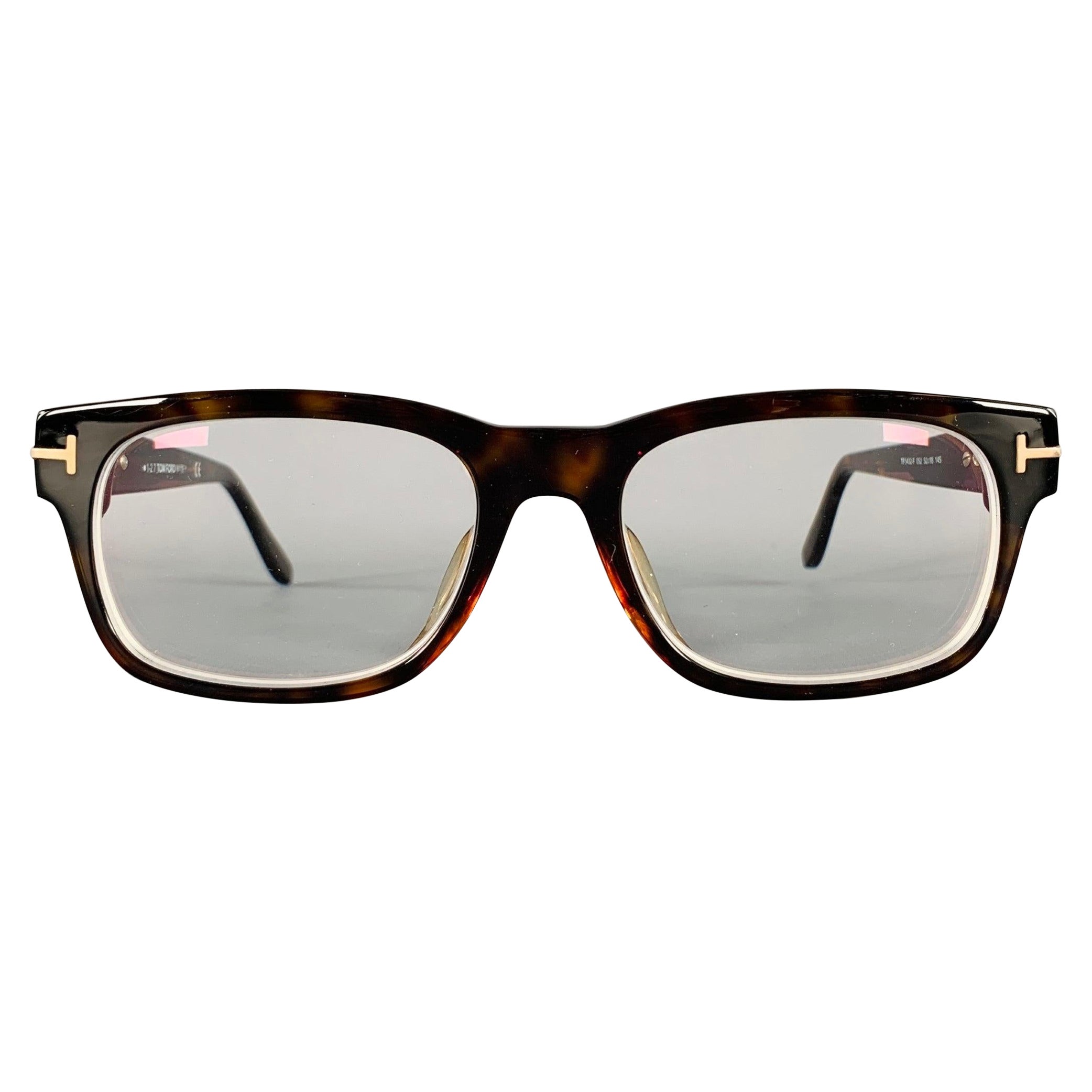 TOM FORD Brown Beige Tortoiseshell Acetate Frames