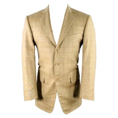 PAL ZILERI Size 38 Regular Beige Grey Brown Window Pane Sport Coat