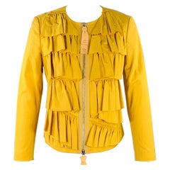 3.1 PHILLIP LIM Größe 4 Gelber geraffter Blazer aus Baumwollmischung mit Rüschen