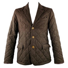 Barbour Size L Brown Olive Quilted Polyester Single Breasted Jacket (veste boutonnée en polyester)