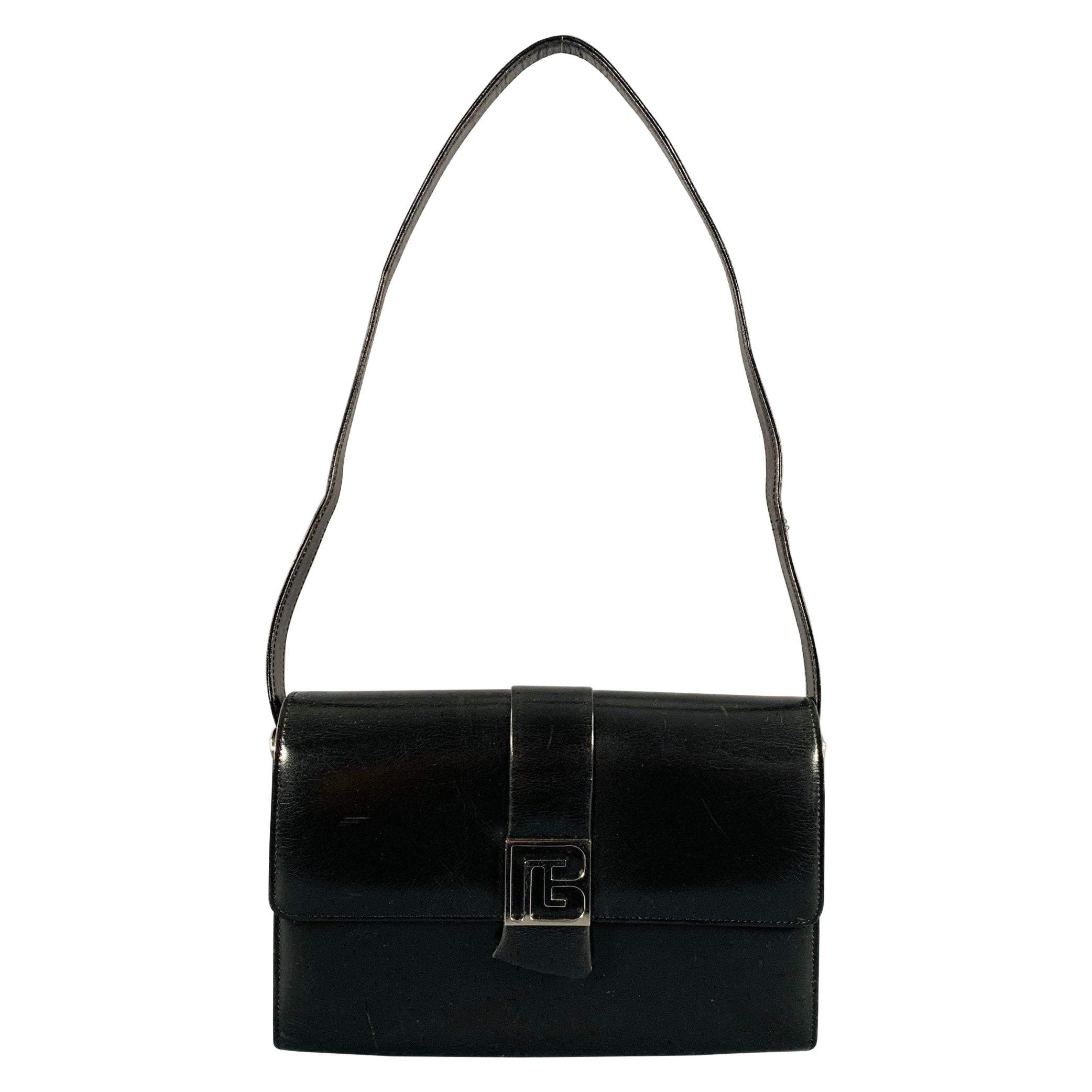 PIERRE BALMAIN Bolso bandolera de cuero negro plateado en venta