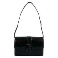 PIERRE BALMAIN Borsa a spalla in pelle nera e argento