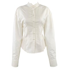 JACQUEMUS Size 6 Cream Cotton Fitted Tuxedo Shirt