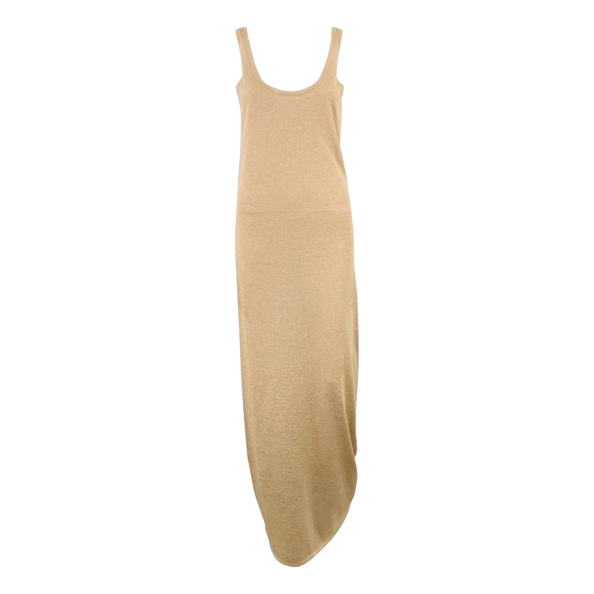 SAINT LAURENT Size S Gold Beige Tank Long Cocktail Dress