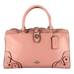 COACH Mercer Pink Rose Applique Leather Cross Body Handbag
