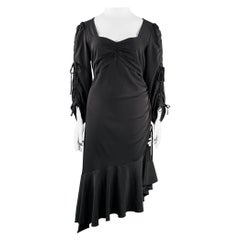 RODARTE Taille 18 Robe asymétrique froncée en mélange de polyester noir