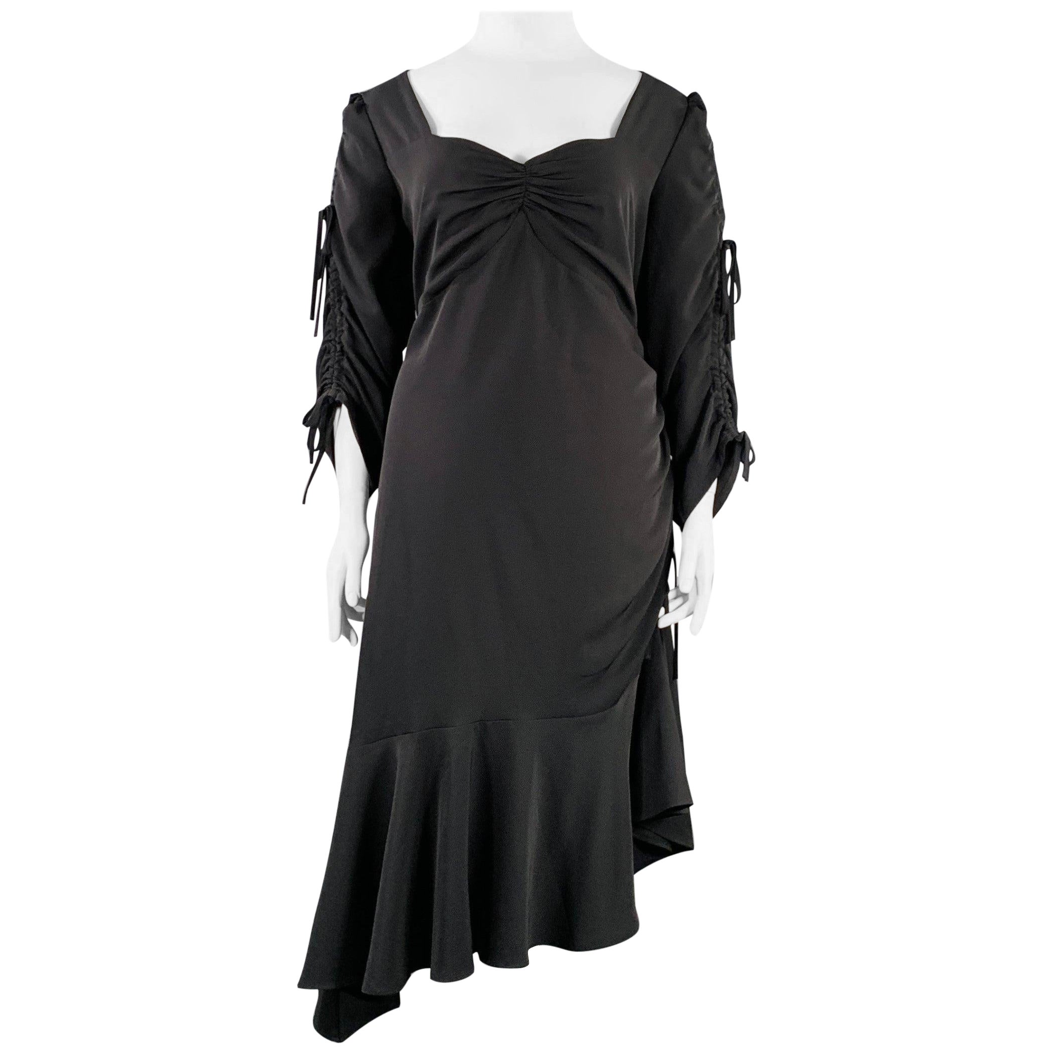 Rodarte Taglia 22 Vestito asimmetrico increspato in misto poliestere nero in vendita