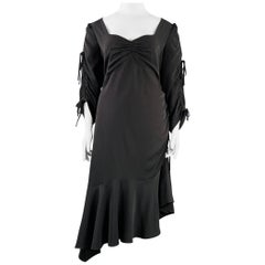 RODARTE Taille 22 Robe asymétrique froncée en mélange de polyester noir