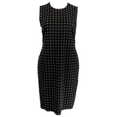 Burberry London Taglia 10 Vestito senza maniche con borchie in crepe nero argento
