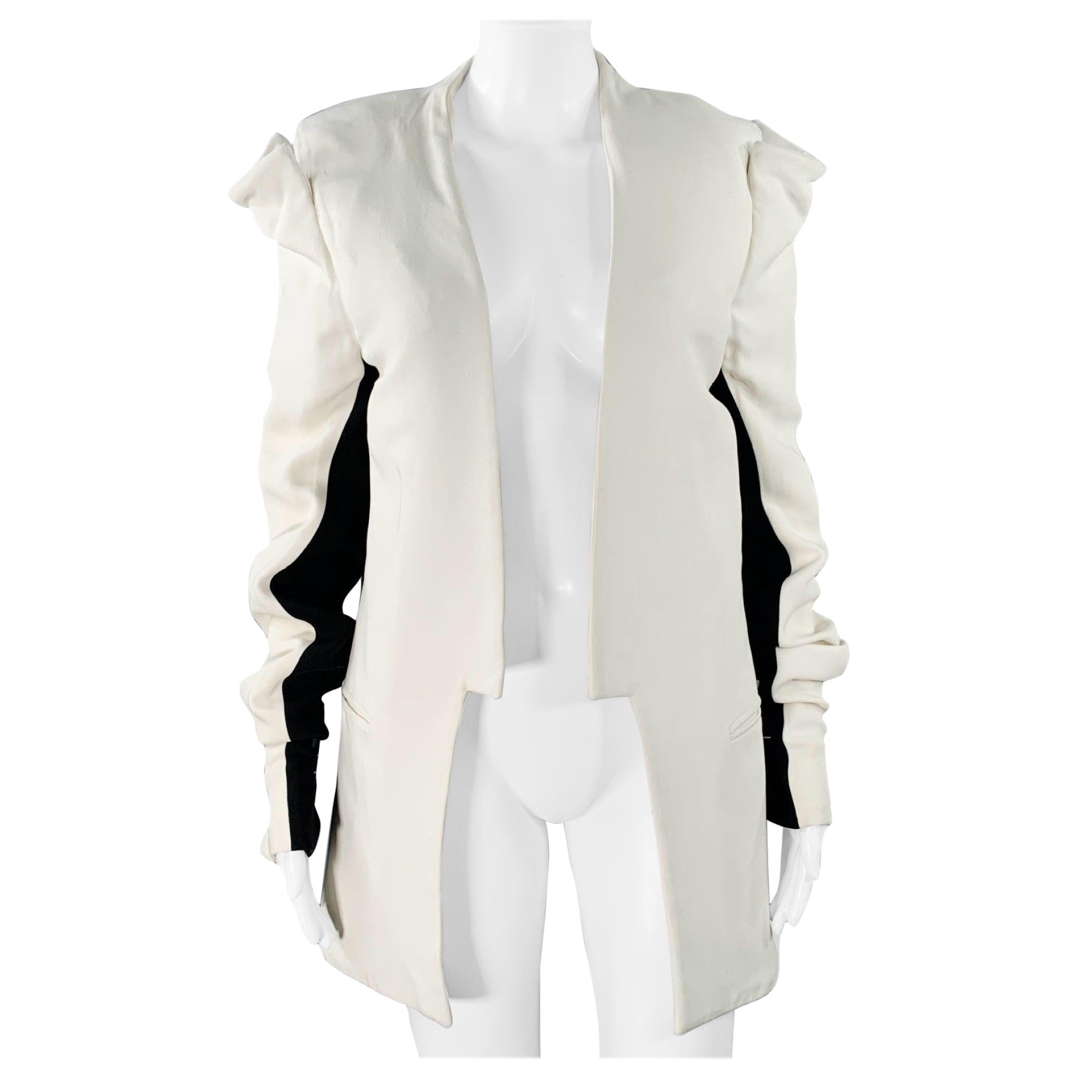 GARETH PUGH SS09 Size M White Black  Two Tone Open Front Coat For Sale