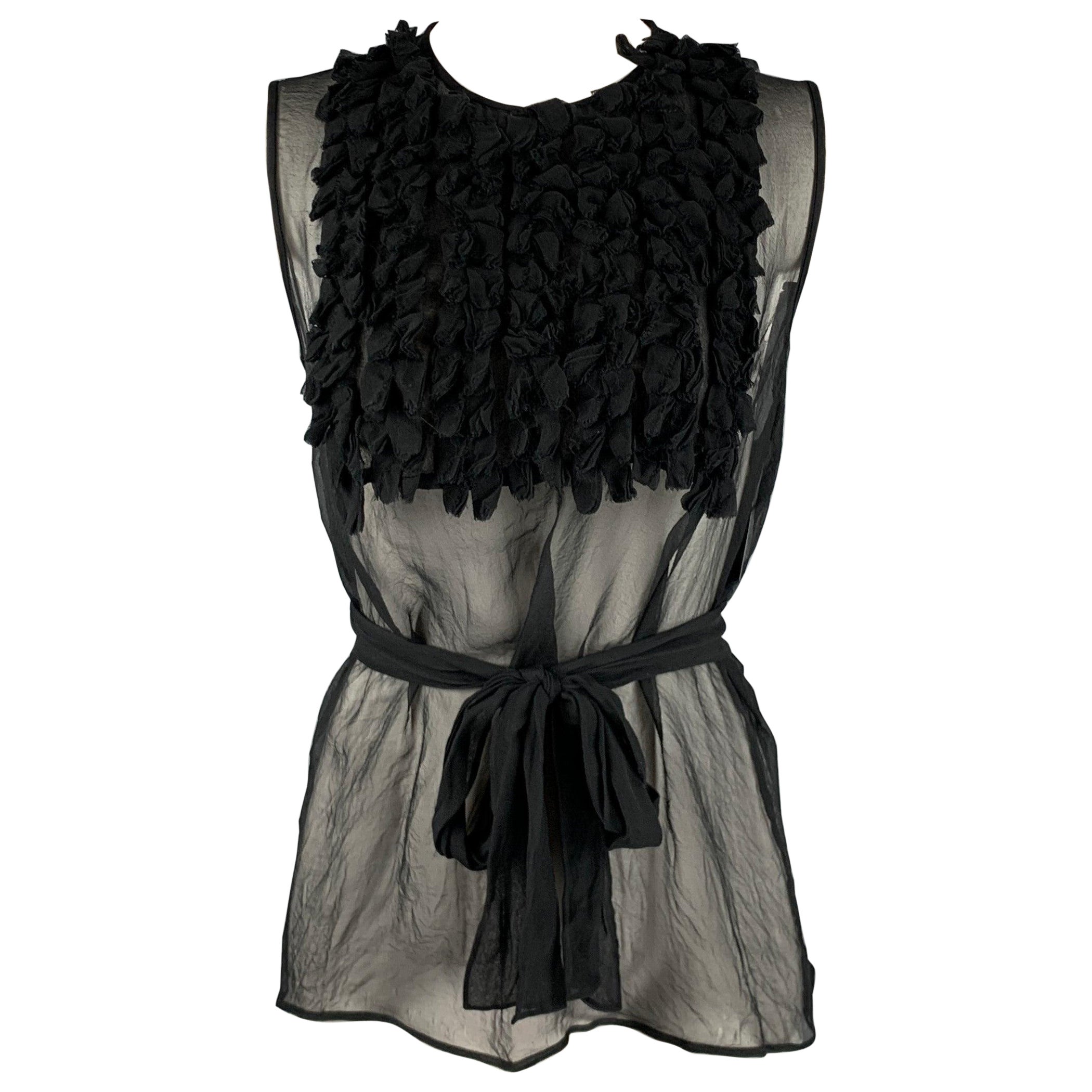 DSQUARED2 Talla 4 Vestido negro de gasa con volantes y sin mangas Top en venta