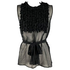 DSQUARED2 Size 4 Black Chiffon Ruffled Sleeveless Dress Top