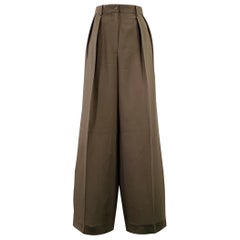 THE Row Taglia 0 Pantaloni a gamba larga plissettati di colore verde