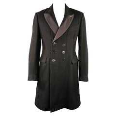 PAUL SMITH Zweireihiger Mantel aus schwarzer Wollmischung mit Spitzenrevers, Größe L