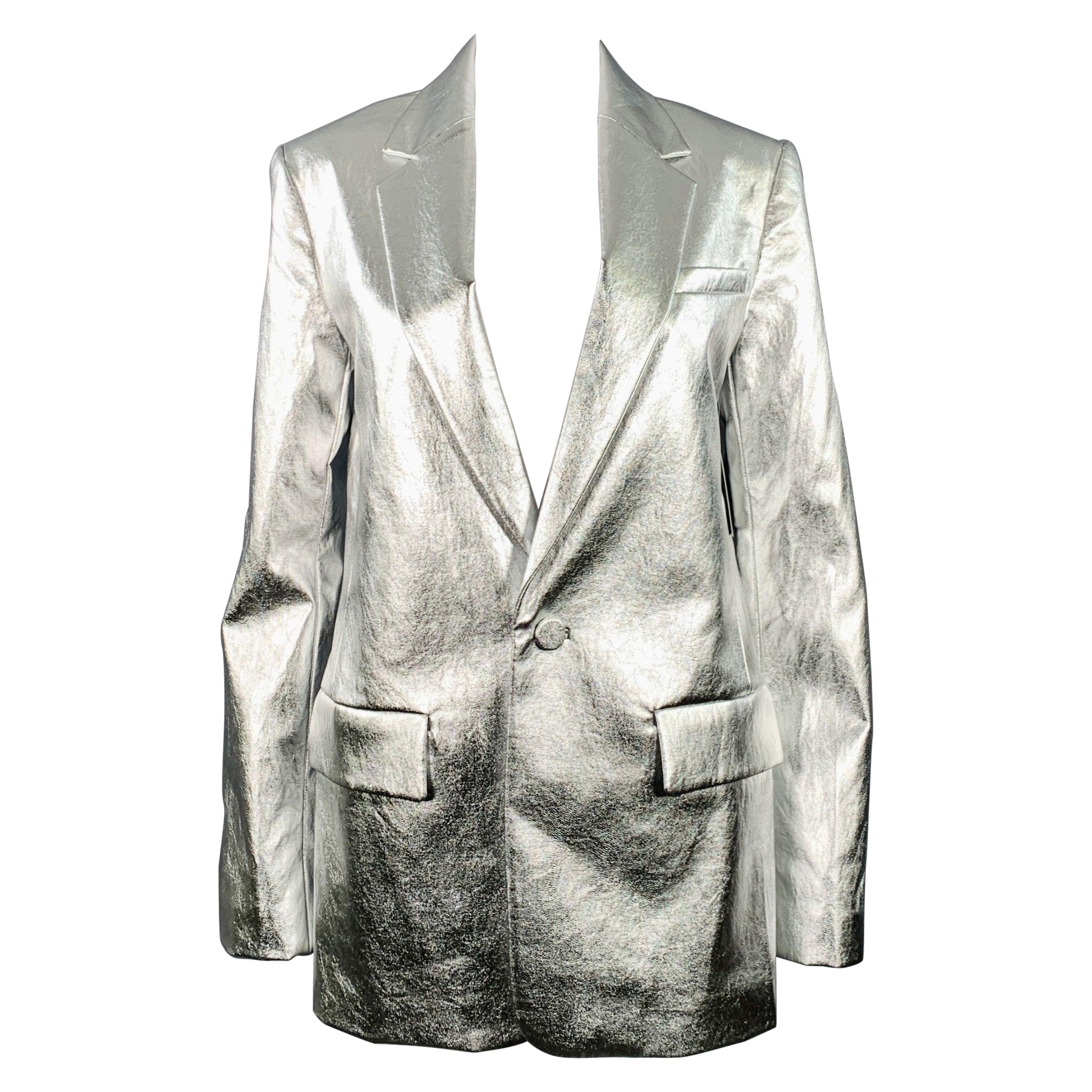 A.L.C. Talla M Chaqueta Blazer metalizada de mezcla de viscosa plateada